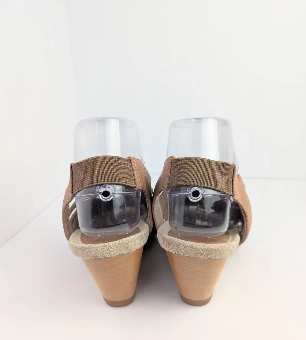 Camper Rachel tan caged strappy leather wedge slingback heels 39 EU 8.5/9